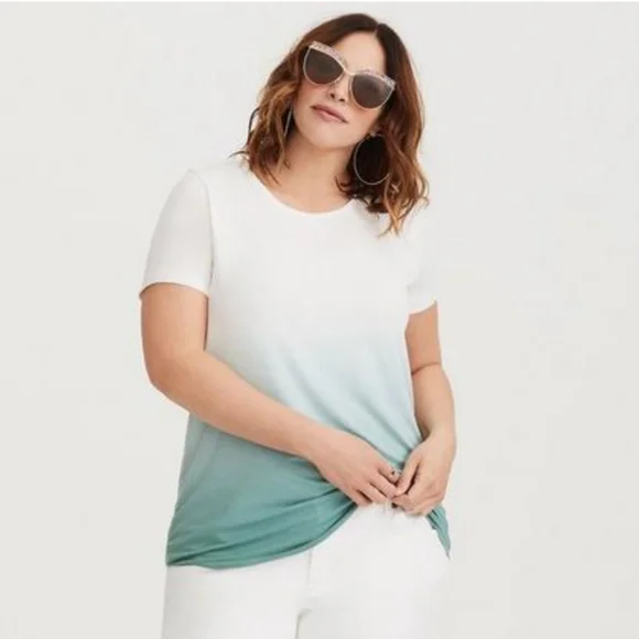 Torrid Super Soft Green Dip-Dye Classic Tee Size 2 - Picture 1 of 9